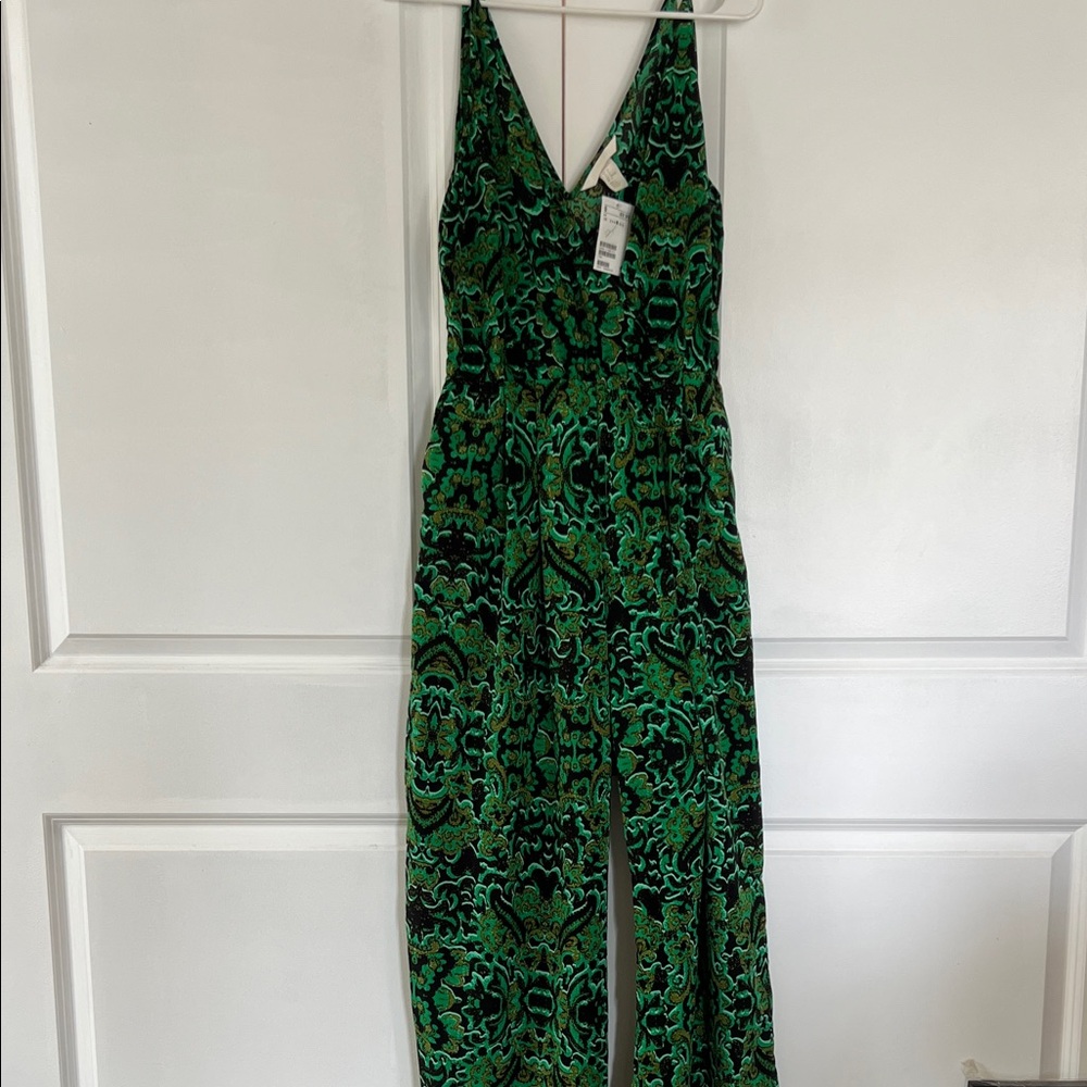 H&M Vibrant Green Patterned Jumpsuit